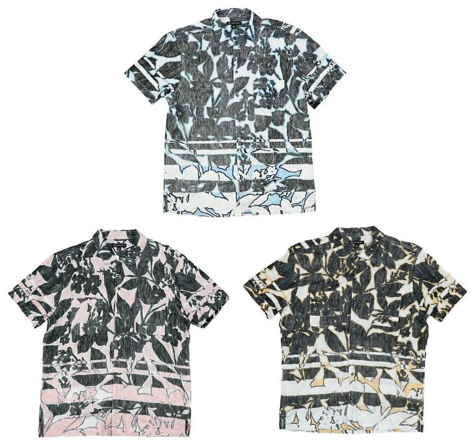 INC Fade Wash Design Linen Blend Short Sleeve Button Down Shirt NWT - Image 1 of 1