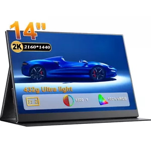 UPERFECT 14" 2560x1440 Portable Monitor Gaming Screen HDMI USB-C External Screen - Picture 1 of 6