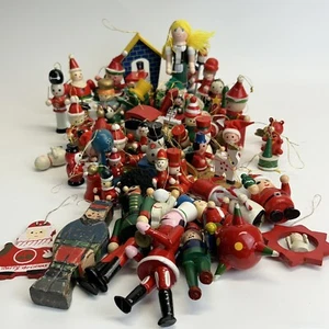 Vintage Wooden Christmas Ornaments Lot - Picture 1 of 5