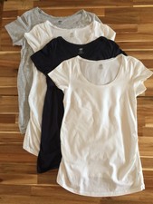 Maternity T Shirt Tops x 4, H&M Size Small, Grey Navy White