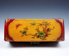 Red Yellow Finished Butterfly Flowers Leather Wooden Jewelry Box 6" #08302201