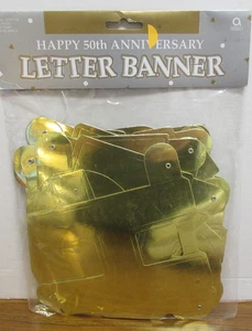 Amscan Happy 50th Anniversary Gold Letter Banner - Picture 1 of 1