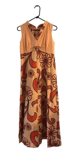 Vestido De Colección Liberty House Young Hawaii Estampado Hawaiano M Naranja Floral Usado en Excelente Condición Maxi - Imagen 1 de 5