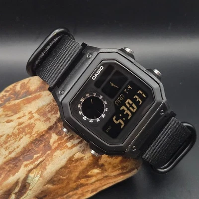 CASIO AE-1200WHD. Royale World Time Watch Mod. Blackout Negative. Hydromod. - Image 1 of 4