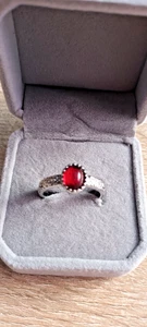 schlichter Granatring  Gr.59 - Bild 1 von 3