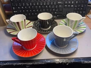 Harlequin set 5 x Vintage Hungarian "Granit " Espresso Cups & Saucers Retro MCM - Picture 1 of 12