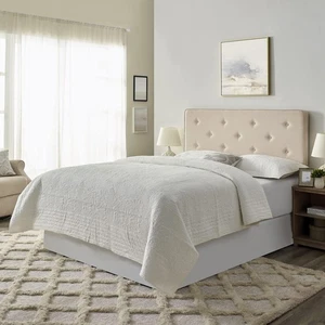 Classic Brands Maxwell Tufted Upholstered Headboard, Beige, Queen - Picture 1 of 9