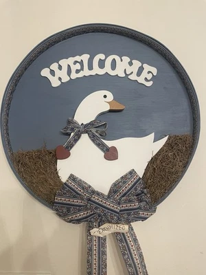 VTG Goose Welcome Sign With Hearts And Bow Cottagecore Grannycore New Never Used - Image 1 of 4