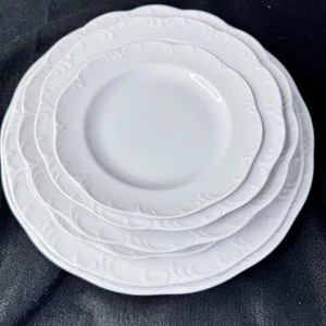 6 pc Rosenthal Monbijou White Classic Collection Dinner Set Plates Embossed Edge - Picture 1 of 8