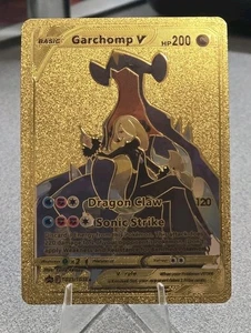 Pokémon Garchomp V 200hp Gold Foil Fan Art Collector Card TCG Cynthia's Garchomp - Picture 1 of 2