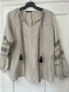 Marks & Spencer Collection Calico linen blouse size 16 vgc - Picture 1 of 7