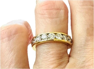 Natural Diamond 2.50 Carats 18k Yellow Gold Eternity Band Ring Size 6.25 - Picture 1 of 10