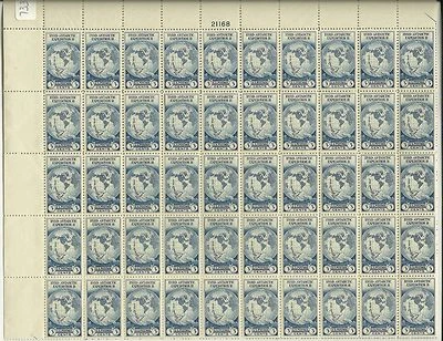 US SC 733 Byrd Antarctic Expedtn. 11 3c PANEL DE 50 1933 MNH F/VF hoja VF  Foto 1 de 2
