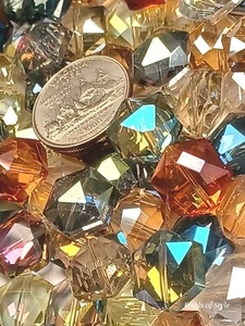 Crystal GLASS BEADS LOT 250 PC Large Faceted Hexagon 15mm Loose Austrian Style - Picture 1 of 7