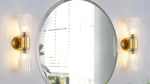 2er Pack Gold Wandleuchter, Wandbeleuchtung Up Down Leuchten Klarglas Modern #M2 - Bild 1 von 4