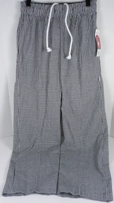 Chef Works Pants M Black Checked Baggies Relaxed Fit Drawstring NBCP-000-M - Image 1 of 4