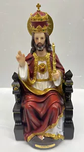 Estatua de 12" pulgadas de Cristo Rey en trono imagen de Cristo Rey trono - Imagen 1 de 2