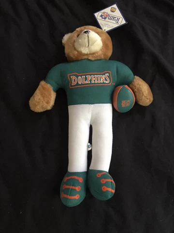 Good Stuff 1995 12" NFL Miami Dolphins Plush Bear w/ Ball Cover