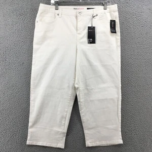 Style & Co Capri Jeans Womens 16 (Actual 36X22.5) White Denim High Rise Zip NEW - Picture 1 of 24