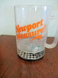 NEWPORT PLEASURE CIGARETTE ADVERTISING MUG WITH INDY CAR RACE CAR VINTAGE  - Picture 1 of 10