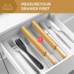 Bamboo Drawer Dividers Organizer 4-Pack, Adjustable Drawer Separators Expanda... - Picture 1 of 1