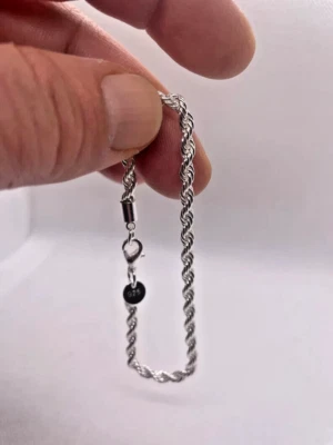 5mm wide rope chain bracelet with lobster closure 925 sterling silver - Image 1 of 4