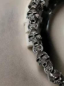 925 Sterlingsilber Schädel Herrenarmband/Massivsilber Herrenschmuck - Bild 1 von 6