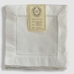 $52 Boutross Fine Linens White Hemstitched Cocktail Napkins Set of 12pc - Picture 1 of 3