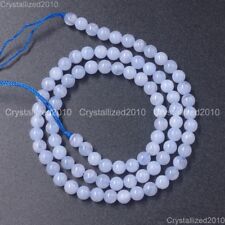 AAA Natural Chalcedony Blue Lace Agate Purple Round Beads 4mm 6mm 8mm 10mm 15.5"