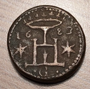ITALIA GENOVA GENOA PONDERAL COIN WEIGHT 1683 MEZZO SCUDO 27 mm 18,54 g ESCASO - Picture 1 of 2