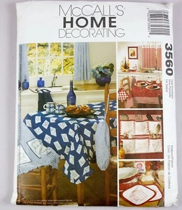 McCalls Home Decorating Pattern 3560 Kitchen Accessories Tablecloth Curtains CUT - Picture 1 of 5