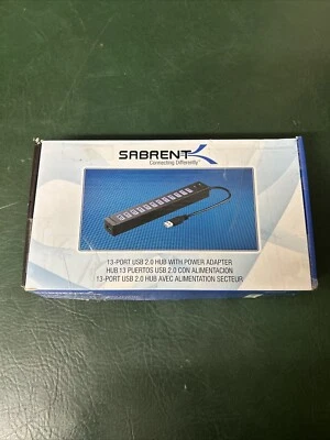 Sabrent 13 Port USB 2.0 Hub With Power Adapter In Box - Image 1 of 3