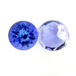 2.750ct-COPPIA NATURALE DI TANZANITE BLU VIOLA 7X7 MM PIETRE PREZIOSE SFUSE VEDI VIDEO - Foto 1 di 5