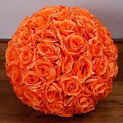 9"-10" Rose Flower Kissing Ball Silk Rose Pomander for Wedding 1 Pc (21 Colors) - Image 1 of 4