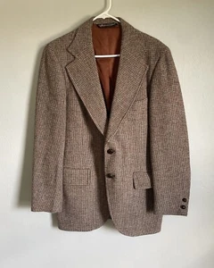Harris Tweed Tailored Country Textured Brown Blazer Jacket 42R - Picture 1 of 16