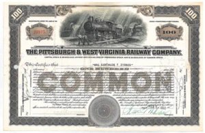 The Pittsburgh & West Virginia Railway Company 1952 Aktienzertifikat - Bild 1 von 1