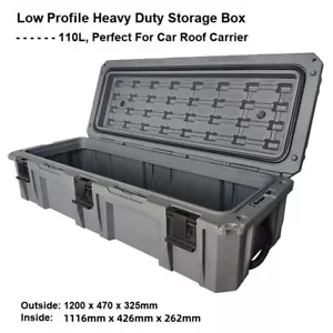 110L Storage Box Case Low Profile Heavy Duty Waterproof Cargo Tool Box Plastic T - Picture 1 of 12