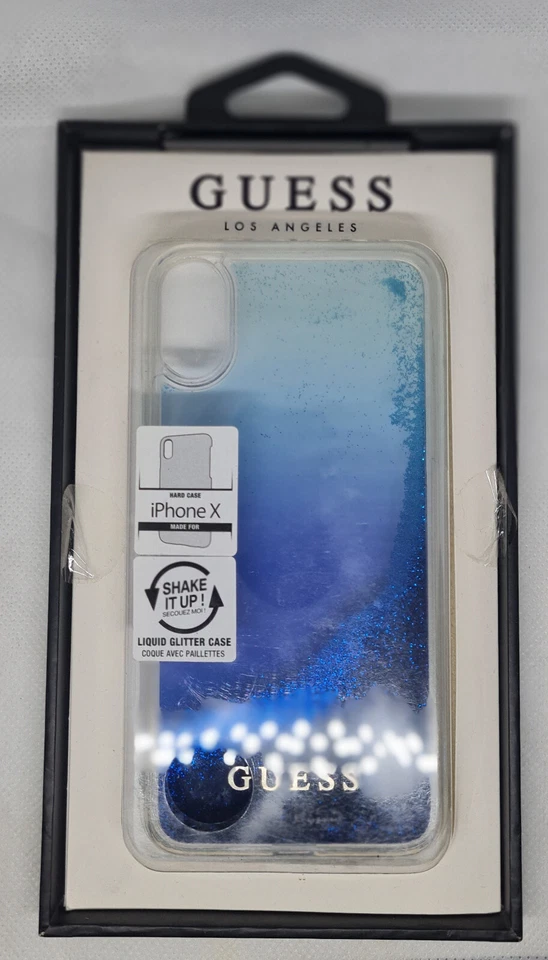 GuessCoque rigide liquide avec paillettes bleues pour iPhone X  - Photo 1/1