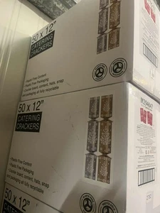 Box Of 50 x 12" Catering Christmas Crackers Gold Silver Xmas Cracker - Picture 1 of 5