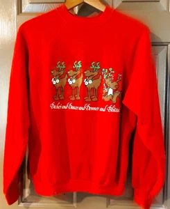 Sudadera Tultex Vintage Años 90 Reno Blitzed Navidad Talla L Divertida - Imagen 1 de 6