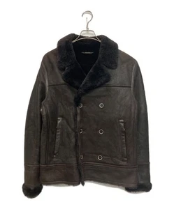 Double Breasted Sheepskin Jacket Men’s Leather Coat Brown 42L - Picture 1 of 8
