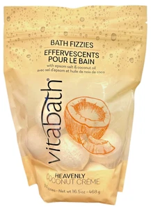 Vitabath Bath Fizzies w/Epsom Salt & Coconut Oil - Heavenly Coconut Creme 9ct - Picture 1 of 6