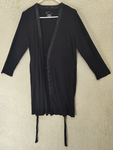 Alfani Women Robe Small Black Rayon Blend Wrap Tie Casual Night Mini Lounge - Picture 1 of 17