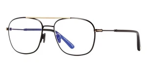Tom Ford Eyeglasses TF5830-B 001 Black / Gold Navigator Blue Blocker Lens 54MM - Picture 1 of 2