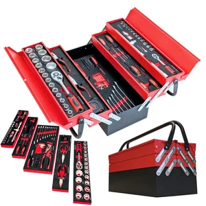 Tool Set Case Mechanics Kit Box Organize Cantilever Toolbox with Tools - Picture 1 of 8