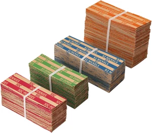 Envoltorios De Monedas Surtidos De 500 Envoltorios De Rollos De Monedas Plano - - Foto 1 di 11