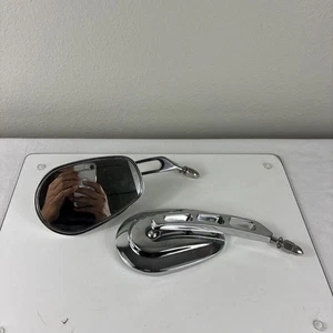 Chrome Motorcycle Rear View Mirrors Edge Cut For Harley Heritage Softail Classic - Picture 1 of 10