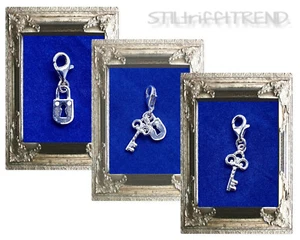 CHARM ANHÄNGER SCHLÜSSEL SCHLOSS  ECHT 925er SILBER für KETTE + ARMBAND - Bild 1 von 4