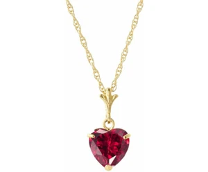 14k 18" Solid Gold Necklace 1.45 Ct CTW Pendant Necklace with Heart-Shaped Ruby - Picture 1 of 6