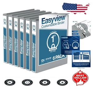 Durable 1-Inch 3-Ring Binders with Clear Covers and Pockets - School/Office Use - Picture 1 of 9
